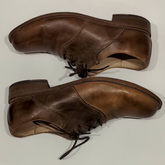 Brown distressed leather oxfords w/ goodyear welt handmade by cobbler men US 9 - Picture 3 of 12